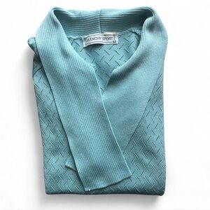 Vintage Givenchy Sport Light Blue Knit Polo Top with Neck Tie